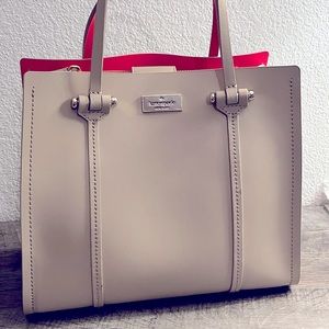 Kate Spade taupe and pink crossbody tote